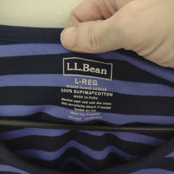L.L. Bean blue and black striped long sleeve lightweight cardigan Size Large - Picture 2 of 4